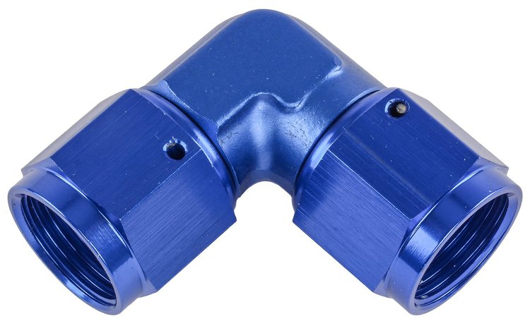 Blue -8 AN 90 degree Swivel Coupler Low Profile