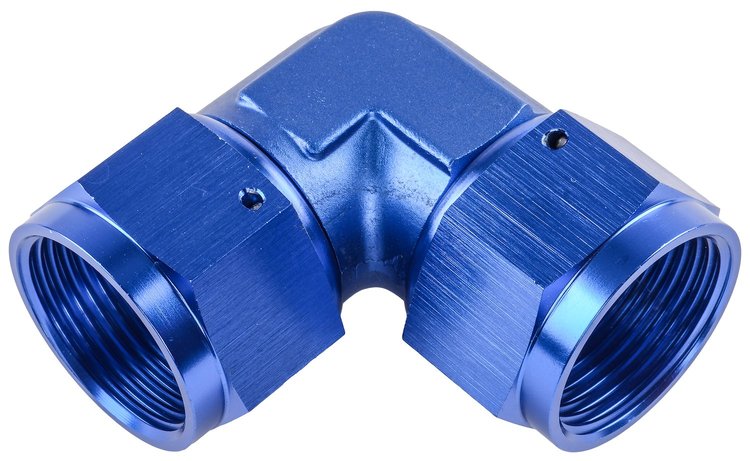 Blue -16 AN 90 degree Swivel Coupler Low Profile