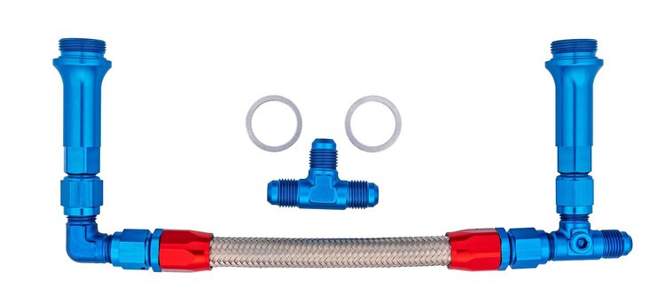 Dual Feed Fuel Line Kit for Holley 4150 Carburetors [-6 AN, Blue/Red]