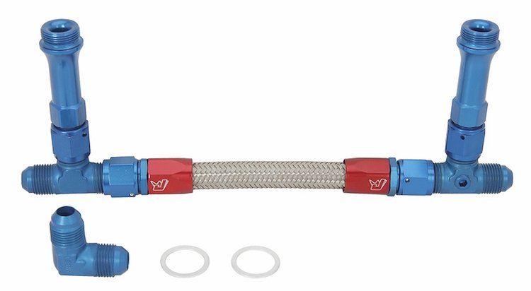 Dual Feed Fuel Line Kit for Holley 4150 Carburetors [-8 AN, Blue/Red]