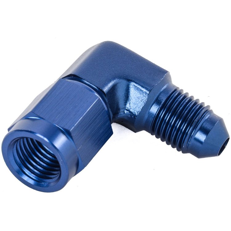 AN Female to AN Male 90-Degree Union [-3 AN Female Swivel to -3 AN Male, Blue]