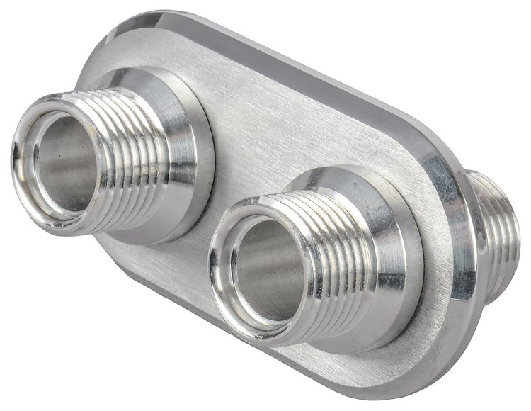 Firewall Bulkhead 2-Port Polished Aluminum