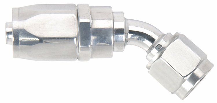 Polished 45° Swivel Hose End -6AN