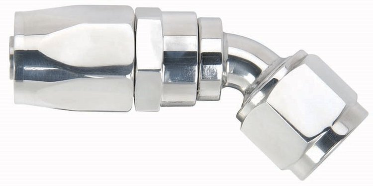 Polished 45° Swivel Hose End -8AN