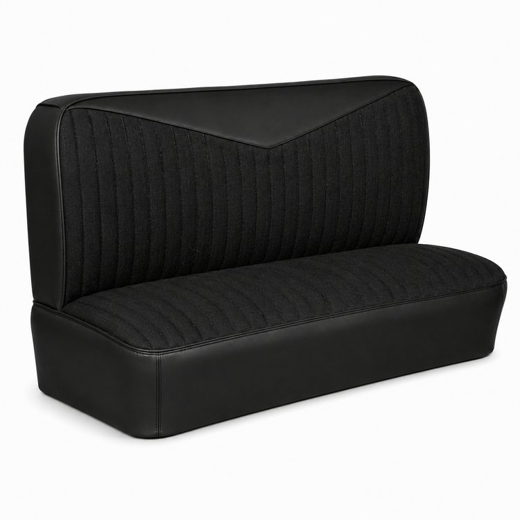 Bench Seat Upholstery for 1955 (2nd Series)-1959 Chevrolet/GMC Trucks, w/V-Insert & Vertical Pleats [Black]