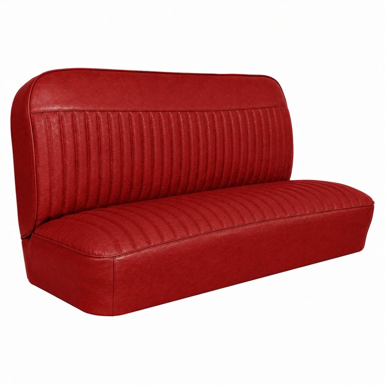 Bench Seat Upholstery for 1955 (2nd Series)-1959 Chevrolet/GMC Trucks, w/Horizontal Insert & Vertical Pleats [Red]