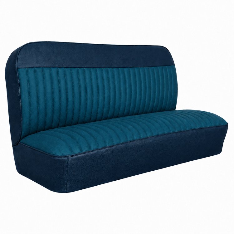 Bench Seat Upholstery for 1955 (2nd Series)-1959 Chevrolet/GMC Trucks, w/Horizontal Insert & Vertical Pleats [2-Tone Blue]