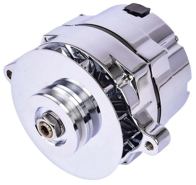 Ford 1-Wire Alternator, 100 amp Output with Single Groove V-Belt Pulley [Chrome Plated Finish]