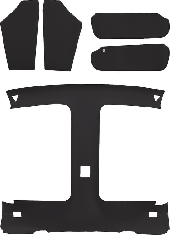 ABS Headliner w/Sail Panels & Sun Visors for 1982-1992 Chevrolet Camaro, Pontiac Firebird w/T-Top [Black Foam-Back Cloth]