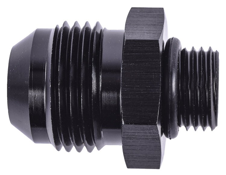 AN Port Adapter Fitting [-6 AN O-Ring Port (9/16 in.-18 Thread) To -10 AN Male, Black]