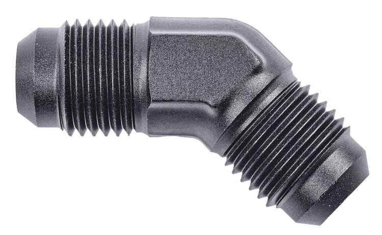 AN to AN 45-Degree Union Fitting [-6 AN Male to -6 AN Male, Black]