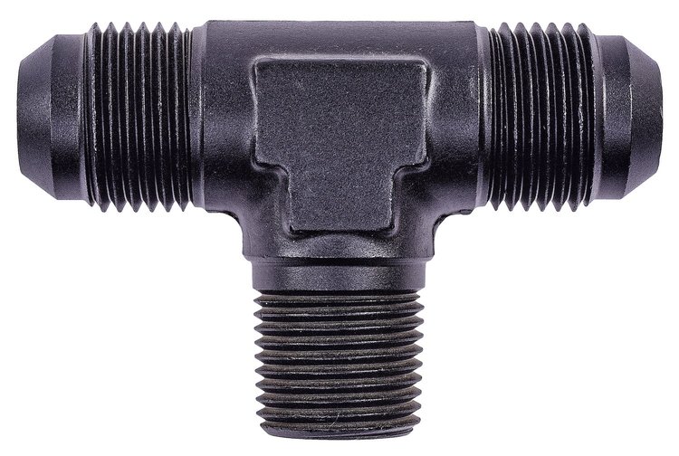 AN to NPT Tee Adapter Fitting [-8 AN Male to -8 AN Male on Run, 3/8 in. NPT Male Center Port, Black]