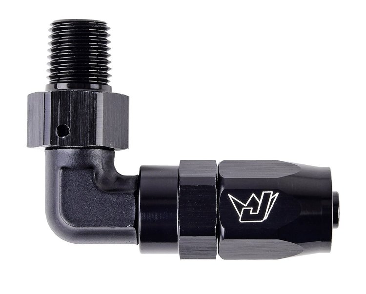 AN to NPT 90-Degree Max Flow Hose End Fitting [1/4 in. NPT Male to -6 AN Hose, Black]