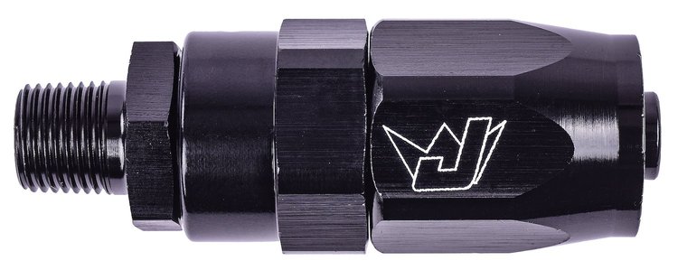 AN to NPT Straight Max Flow Swivel Hose End [1/8 in. NPT Male to -6 AN Hose, Black]