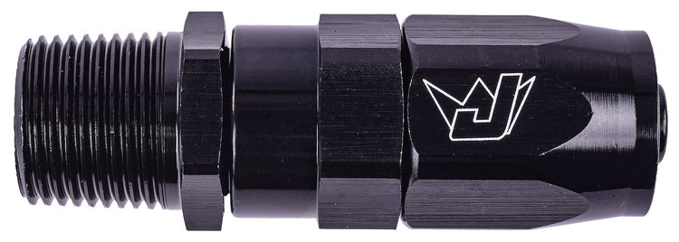 AN to NPT Straight Max Flow Swivel Hose End [3/8 in. NPT Male to -6 AN Hose, Black]