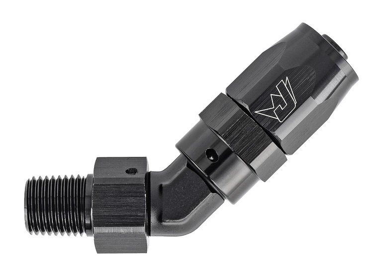 AN to NPT 45-Degree Max Flow Hose End Fitting [1/4 in. NPT Male to -6 AN Hose, Black]