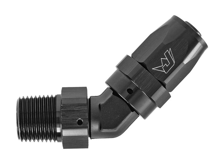 AN to NPT 45-Degree Max Flow Hose End Fitting [3/8 in. NPT Male to -6 AN Hose, Black]