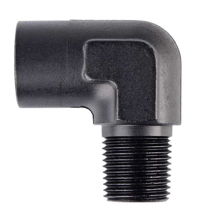 NPT to NPT 90-Degree Adapter Fitting [1/2 in. NPT Male to 1/2 in. NPT Female, Black]
