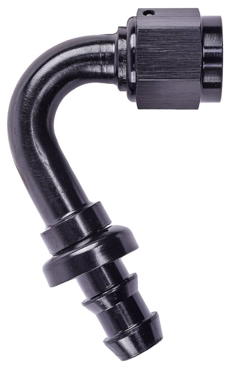 AN 120-Degree Push-Loc Hose End [-6 AN Female Swivel to Push-Loc Hose, Black]