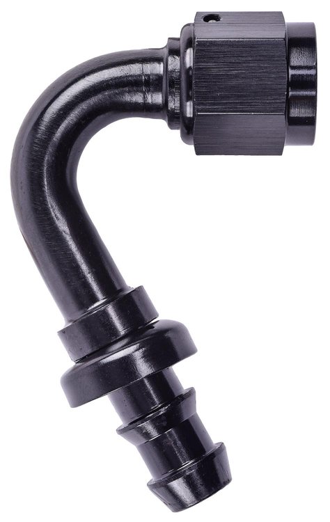AN 120-Degree Push-Loc Hose End [-8 AN Female Swivel to Push-Loc Hose, Black]