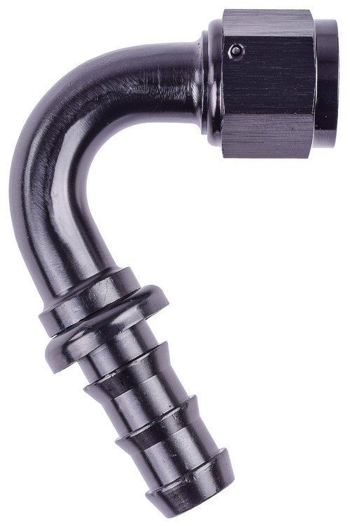 AN 120-Degree Push-Loc Hose End [-10 AN Female Swivel to Push-Loc Hose, Black]