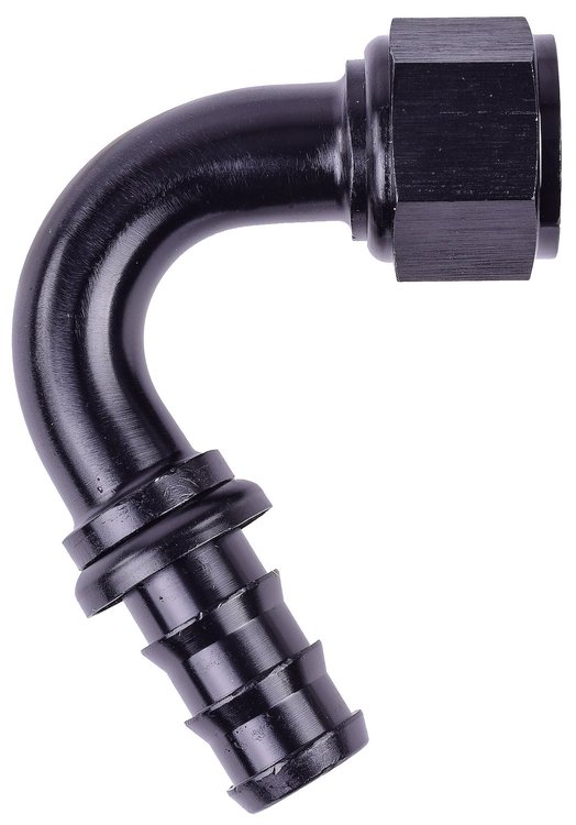 AN 120-Degree Push-Loc Hose End [-12 AN Female Swivel to Push-Loc Hose, Black]