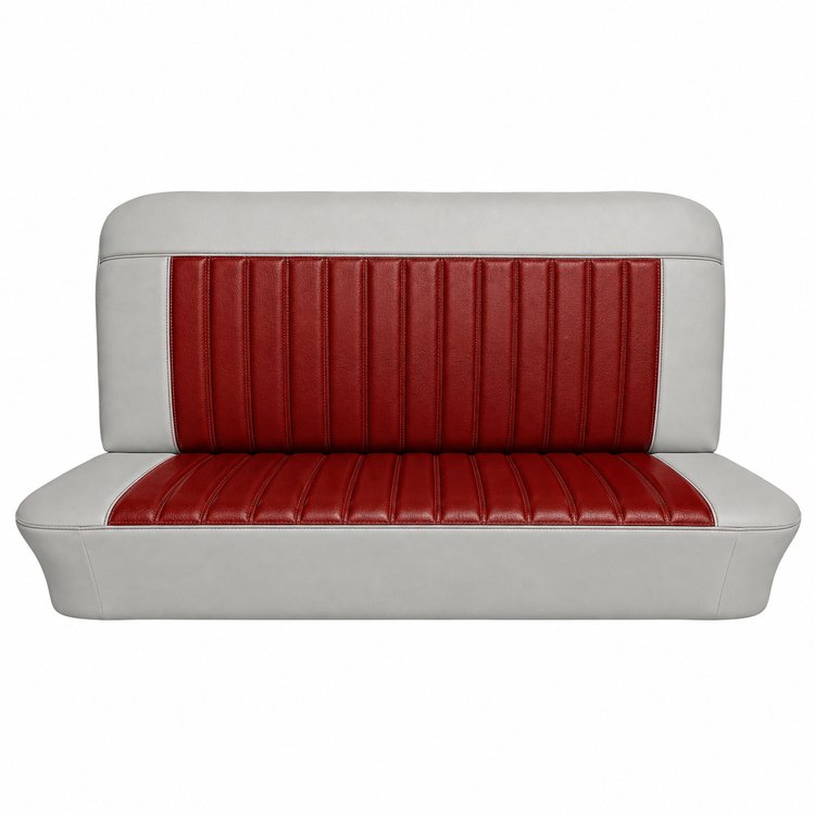 Bench Seat Upholstery for Select 1960-1964 Chevrolet/GMC Trucks, Panel, Suburban, w/Vertical Pleats [White & Red]