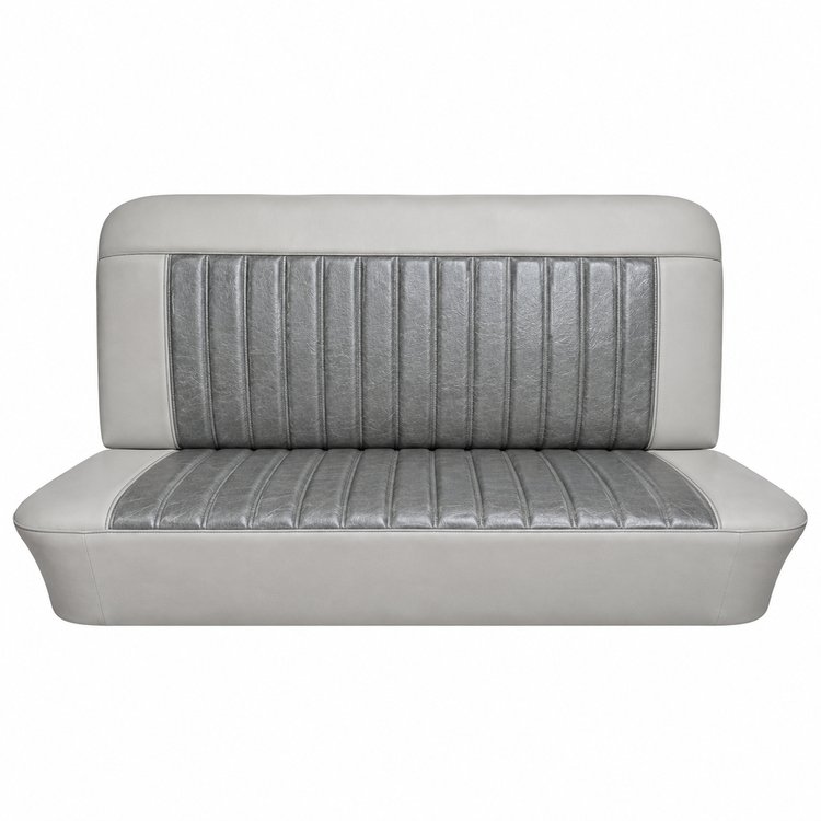 Bench Seat Upholstery for Select 1960-1964 Chevrolet/GMC Trucks, Panel, Suburban, w/Vertical Pleats [White & Silver]