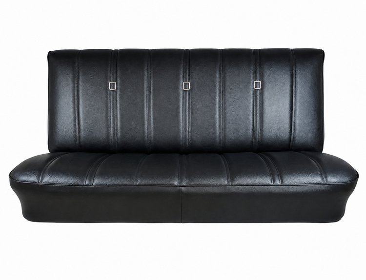 Bench Seat Upholstery for 1973-1980 Chevrolet/GMC Trucks, w/Square Accents & Vertical Pleats [Black]