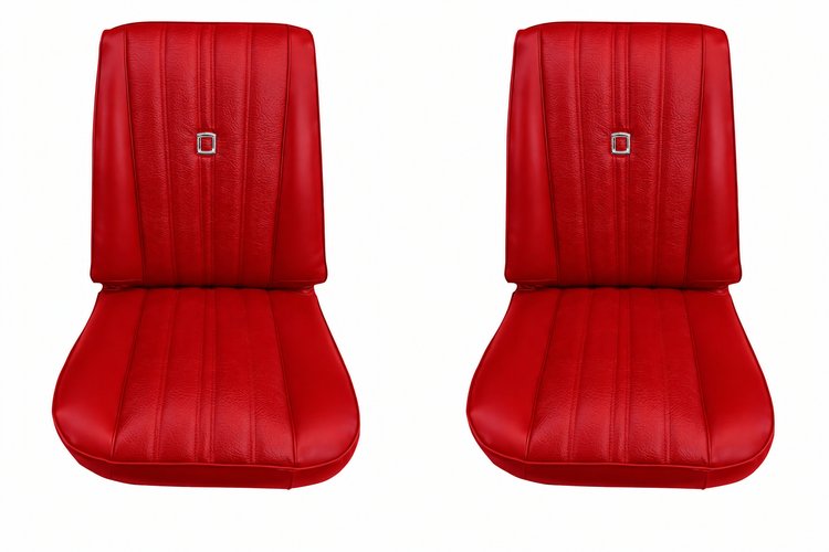 Bucket Seat Upholstery for 1973-1980 Chevrolet/GMC Trucks, K5 Blazer, Jimmy, w/Square Accent & Vertical Pleats [Red]