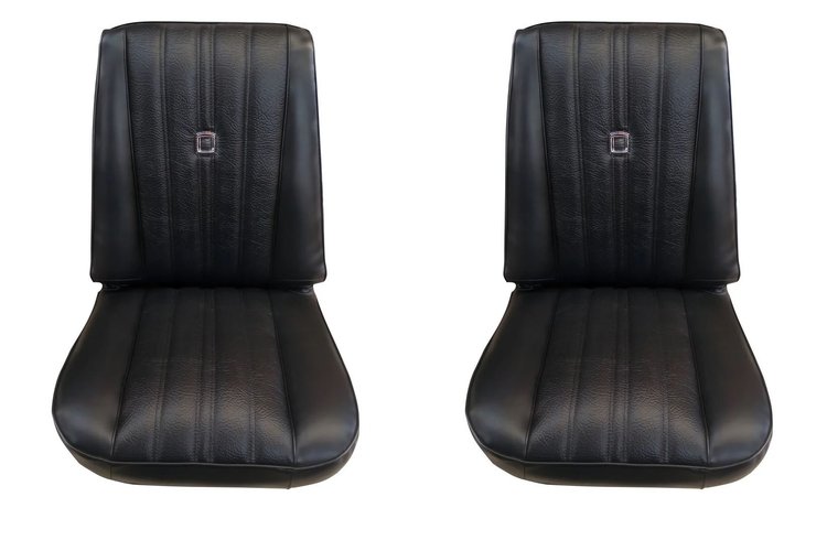 Bucket Seat Upholstery for 1973-1980 Chevrolet/GMC Trucks, K5 Blazer, Jimmy, w/Square Accent & Vertical Pleats [Black]