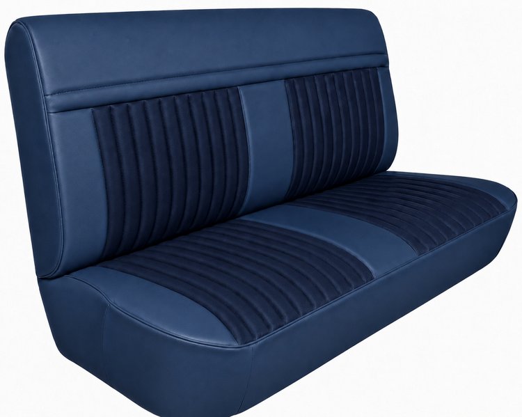 Bench Seat Upholstery for 1981-1987 Chevrolet/GMC Trucks, w/Center Insert & Vertical Pleats [2-Tone Blue]