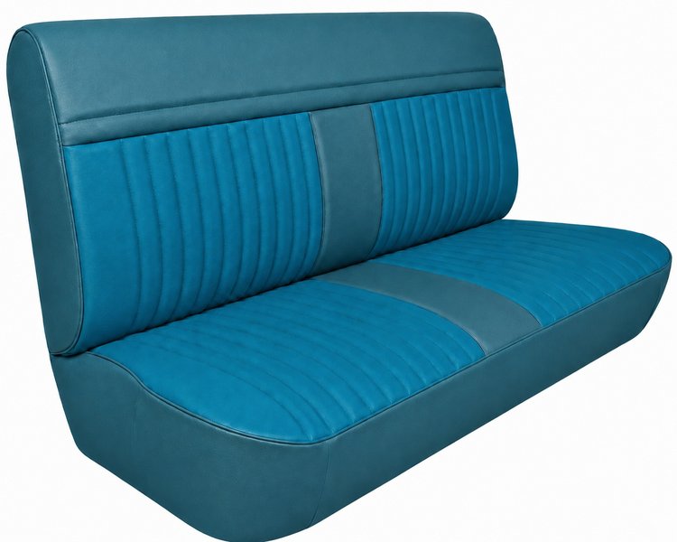 Bench Seat Upholstery for 1981-1987 Chevrolet/GMC Trucks, w/Center Insert & Vertical Pleats [2-Tone Aqua]