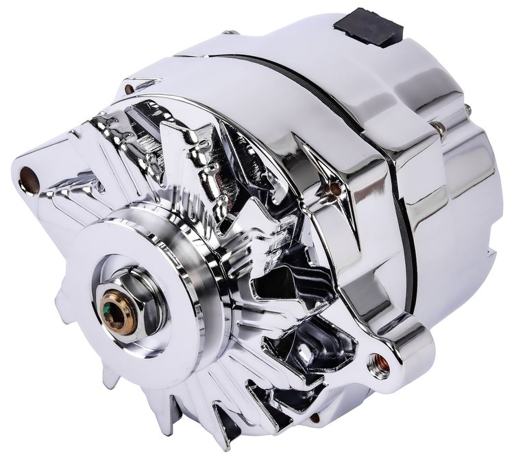 Ford 1-Wire Alternator, 140 amp Output with Single Groove V-Belt Pulley [Chrome Plated Finish]