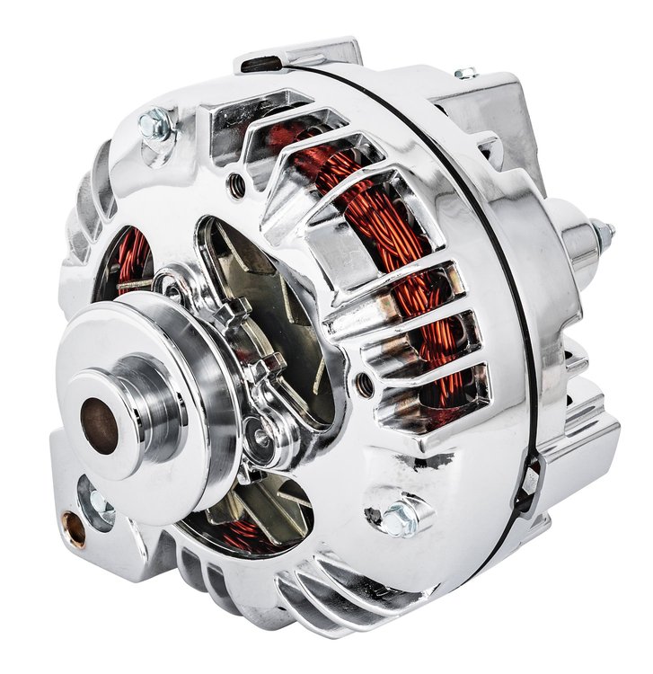 Chrysler 1-Wire 100 Amp Alternator [External Regulator, Single Groove V-Belt Pulley, Chrome Plated Finish]