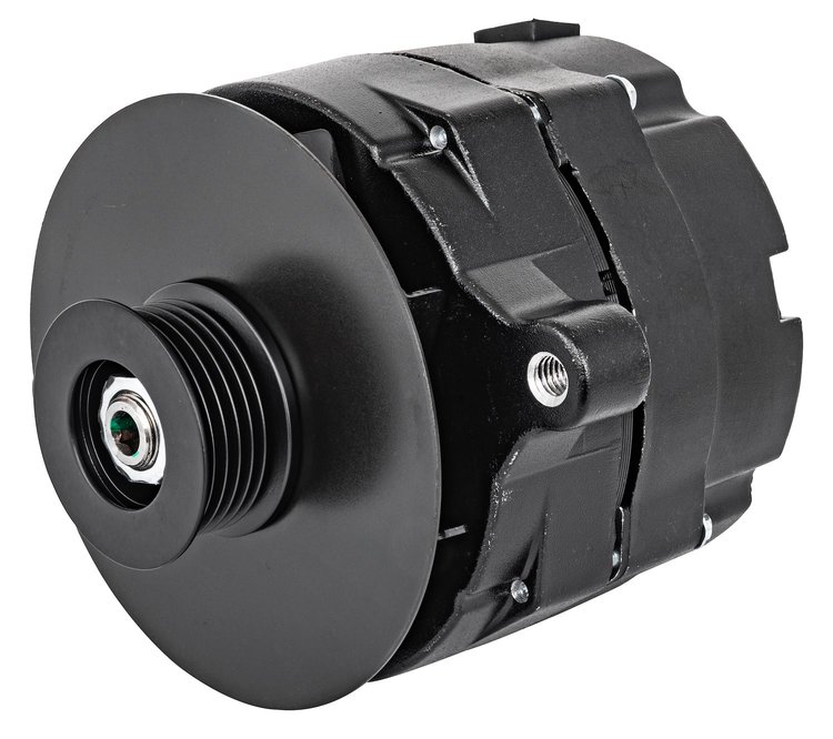 Ford 1-Wire Alternator [100 Amp, Serpentine Belt Pulley, Black Body, Pulley, Baffle, Fan]