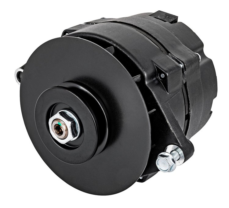 GM 1-Wire Alternator [100 Amp, V-Belt Pulley, Black Body/Pulley/Baffle/Fan]