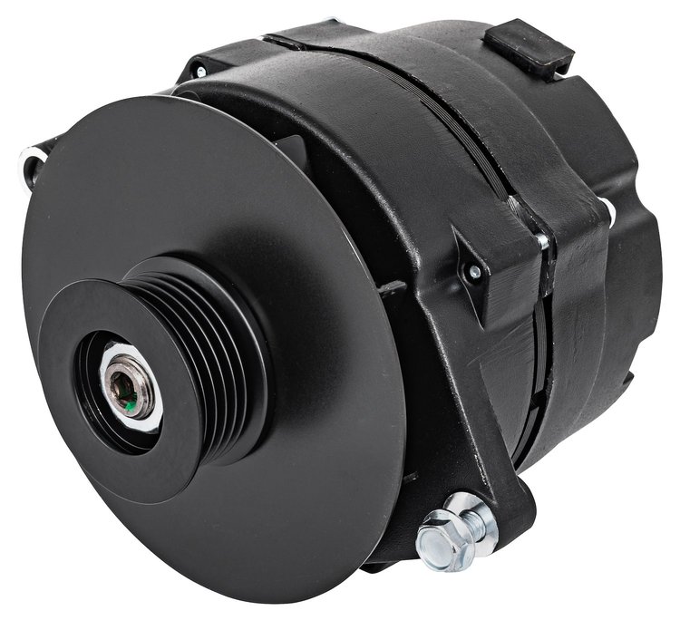 GM 1-Wire Alternator [100 Amp, Serpentine Belt Pulley, Black Body/Pulley/Baffle/Fan]