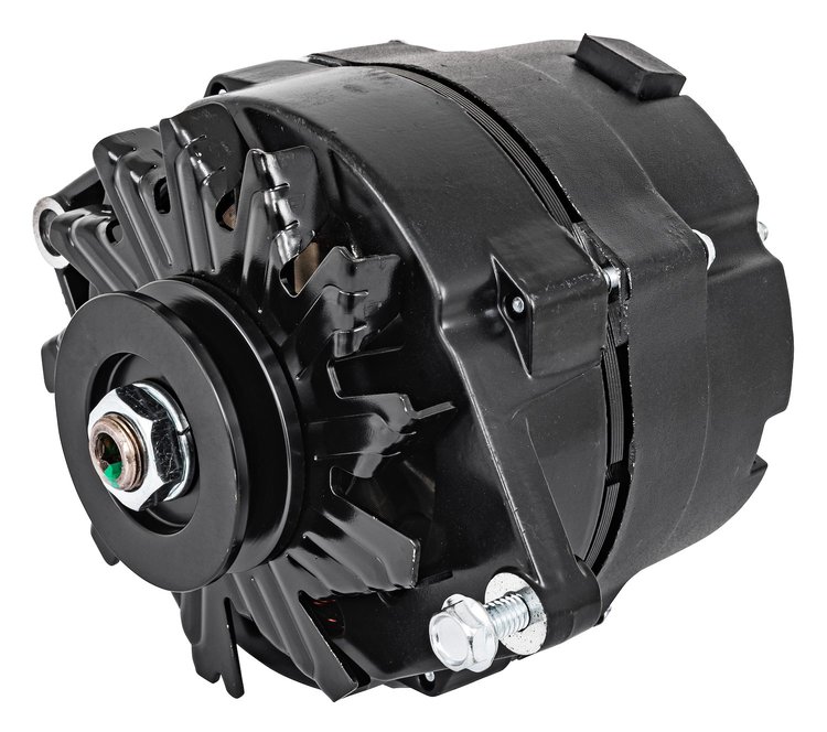 GM 1-Wire Alternator [100 Amp, V-Belt Pulley, Black Body/Pulley/Fan]