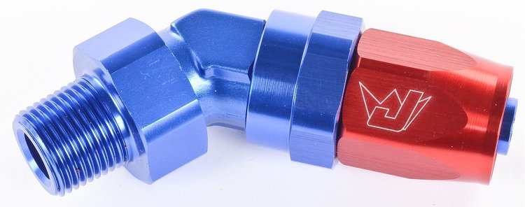 45° Max Flow Hose End -08AN x 3/8" NPTM