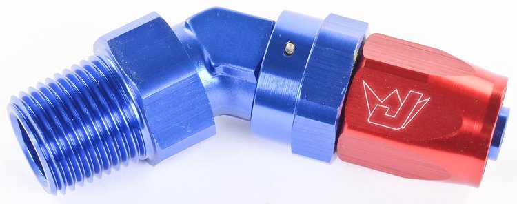 45° Max Flow Hose End -08AN x 1/2" NPTM