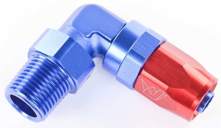 90° Max Flow Hose End -08AN x 1/2" NPTM