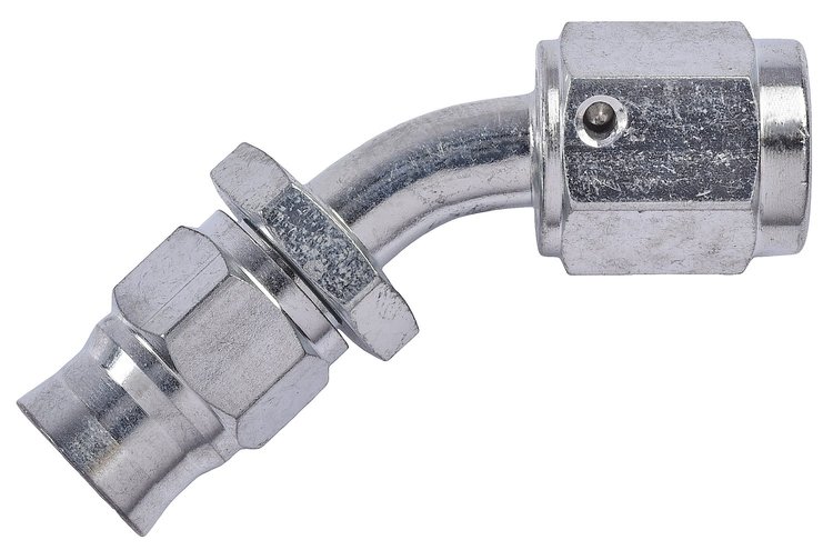 AN 45-Degree PTFE Hose End Fitting [-3 AN Female to -3 AN PTFE Hose, Zinc Plated]