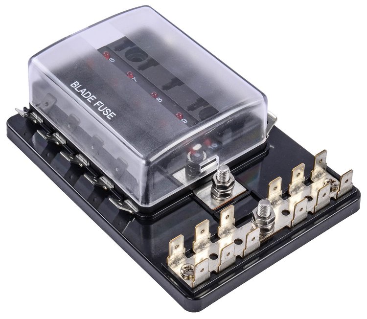Standard Fuse Block with LED Indicators [10-Pole with 12-Position Grounding Block]