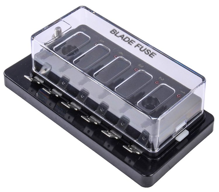 Standard Fuse Block with LED Indicators [6-Pole]