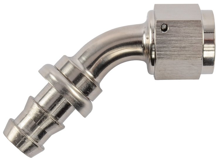 AN 45-Degree Push-Loc Hose End [-8 AN Female Swivel to Push-Loc Hose, Nickel]