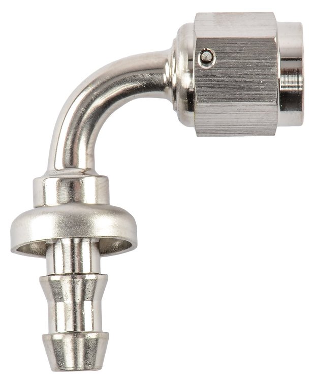 AN 90-Degree Push-Loc Hose End [-4 AN Female Swivel to Push-Loc Hose, Nickel]