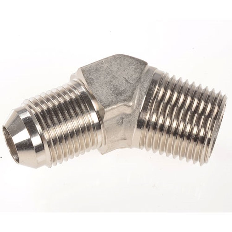 AN to NPT 45-Degree Adapter Fitting [-8 AN Male to 1/2 in. NPT Male, Nickel]