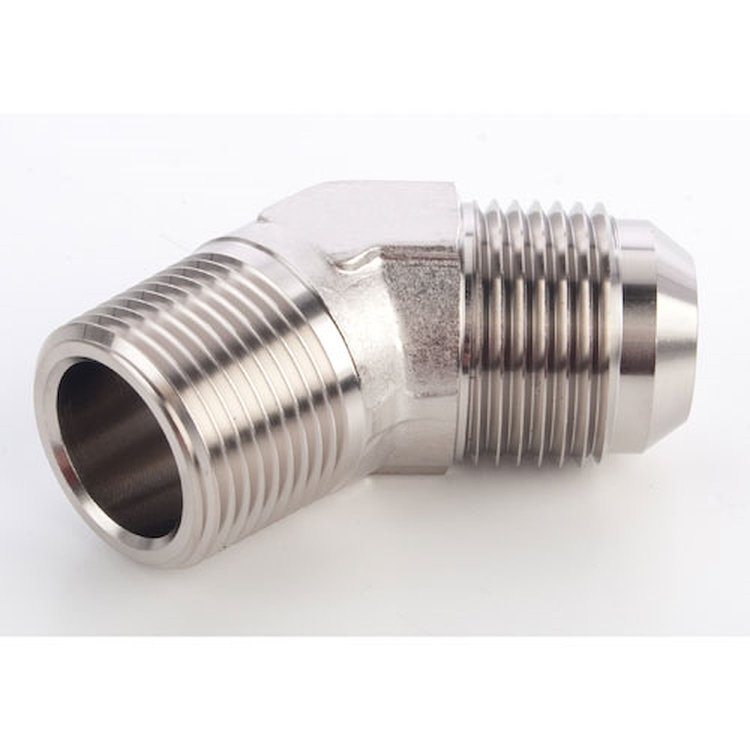 AN to NPT 45-Degree Adapter Fitting [-16 AN Male to 3/4 in. NPT Male, Nickel]
