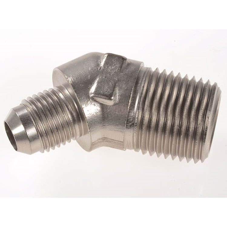 AN to NPT 45-Degree Adapter Fitting [-6 AN Male to 1/2 in. NPT Male, Nickel]